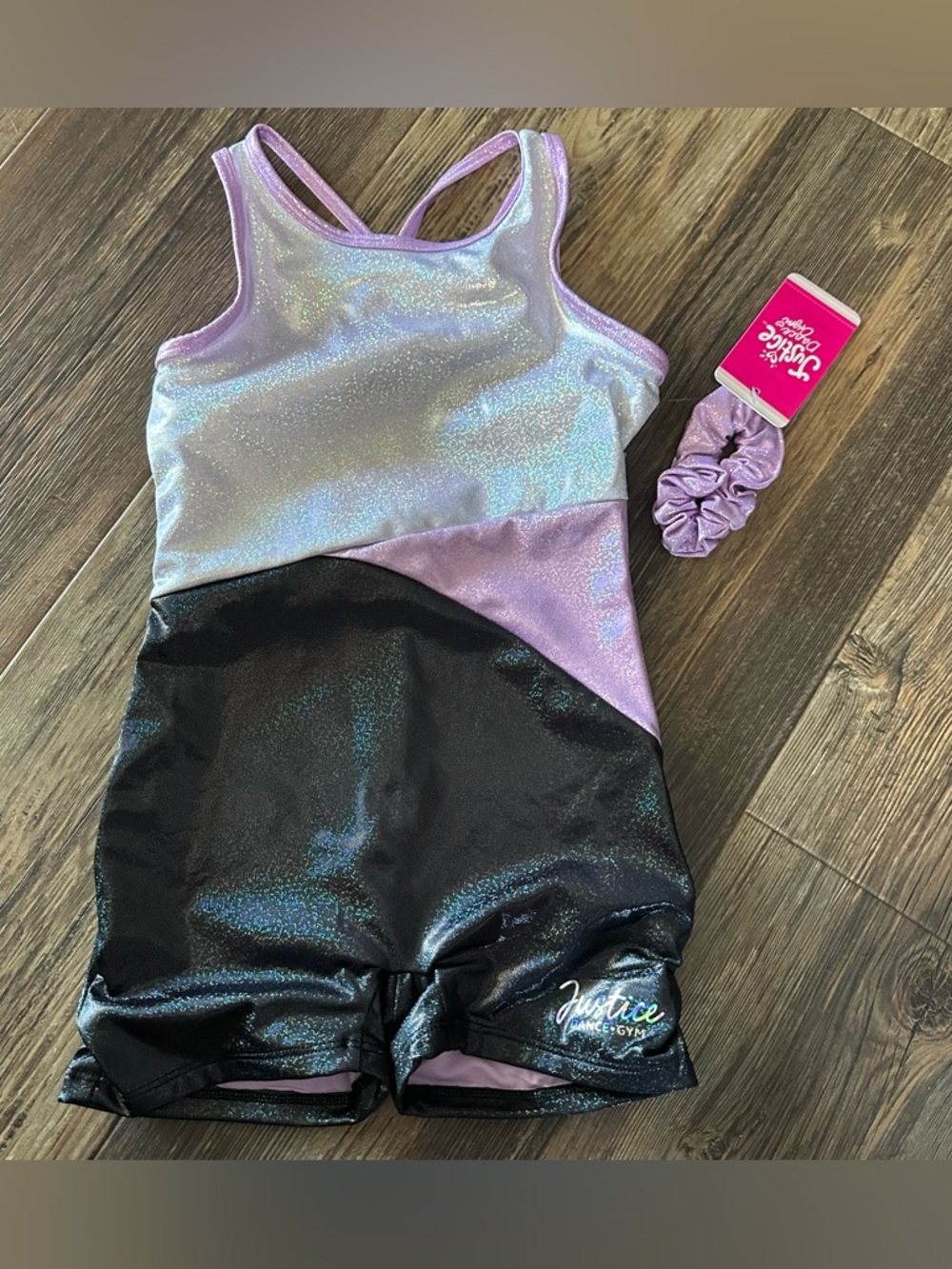 Justice dance gymnastics leotard glittery sparkly 1-piece girls 10 Med strappy